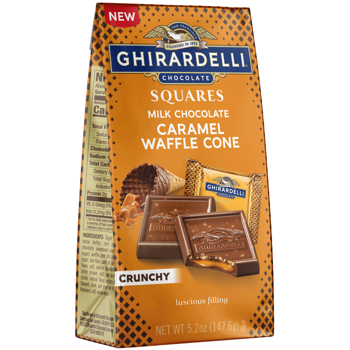 Milk Chocolate Caramel Waffle Cone SQUARES Medium Bag (Case of 6)